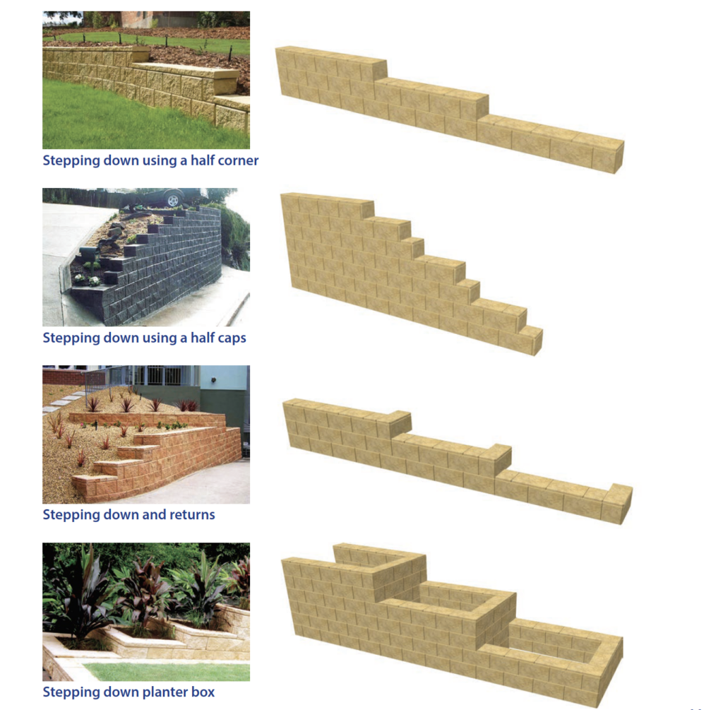 Retaining Wall Step Downs