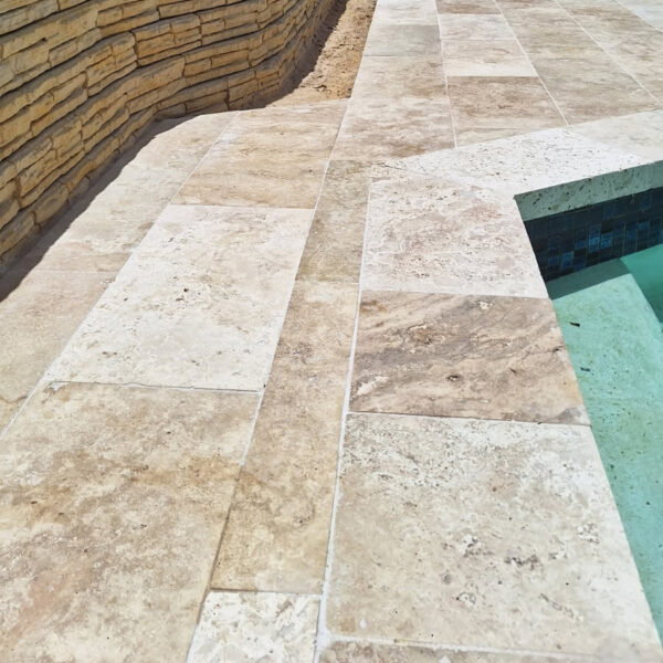 Classic Blend Travertine Pool Coping Drop Face - AHC Homes